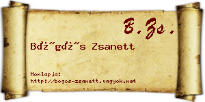 Bögös Zsanett névjegykártya